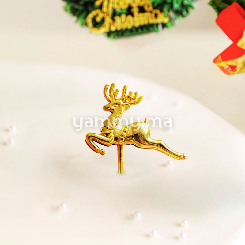 Cerf & Gazelle Dore 4.9 cm pour Décor de Bûche de Noël (x10)