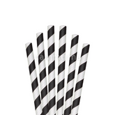 25 Pailles Papier pour Cake Pops Rayées Blanc & Noir