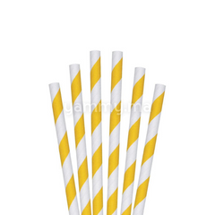 25 Pailles Papier pour Cake Pops Rayées Blanc & Jaune