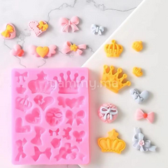 Moule Silicone Noeuds, Coeurs et Couronnes