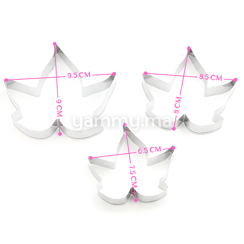 SET. 3 Emporte-pièces Feuille de Lierre en Inox SET. 3 Emporte-pièces Feuille de Lierre en Inox