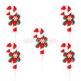 Canne de Noël 5.6 cm pour Décor de Bûche de Noël (x5)