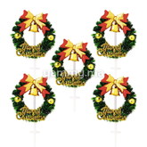 Couronne avec Cloche Ø 6.5 cm pour Décor de Bûche de Noël (x5)