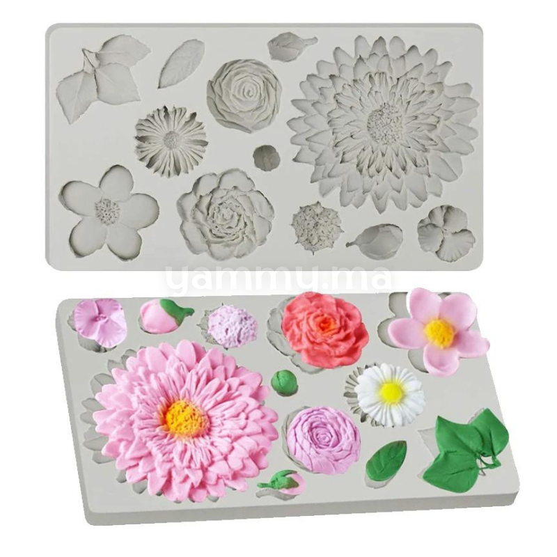 Moule Silicone 10 Fleurs pate a sucre