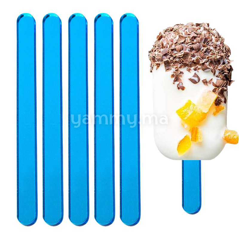 10 Bâtonnets de Glace en acrylique Réutilisables Bleu 11.5 cm