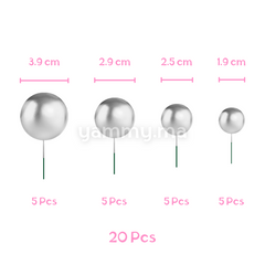 SET. 20 Décorations de Gâteau en Forme de Boules Argent
