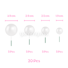 SET. 20 Décorations de Gâteau en Forme de Boules Blanc