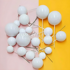 SET. 20 Décorations de Gâteau en Forme de Boules Blanc