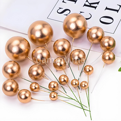 SET. 20 Décorations de Gâteau en Forme de Boules Or