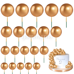SET. 20 Décorations de Gâteau en Forme de Boules Or