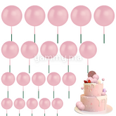 SET. 20 Décorations de Gâteau en Forme de Boules Rose