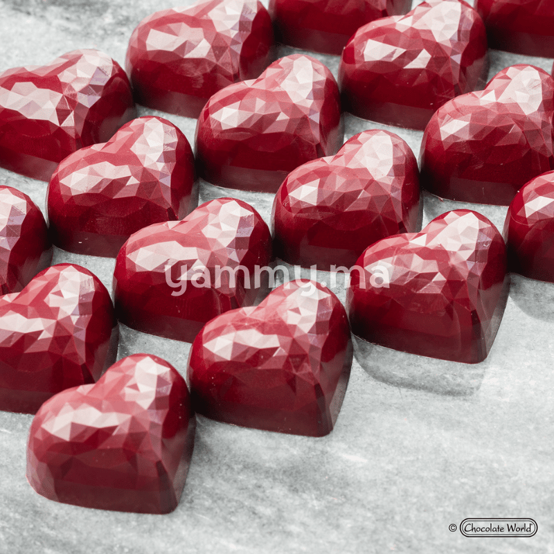 Moule à Chocolat en Polycarbonate Coeur Facette "CW1913" 13gr - Chocolate World