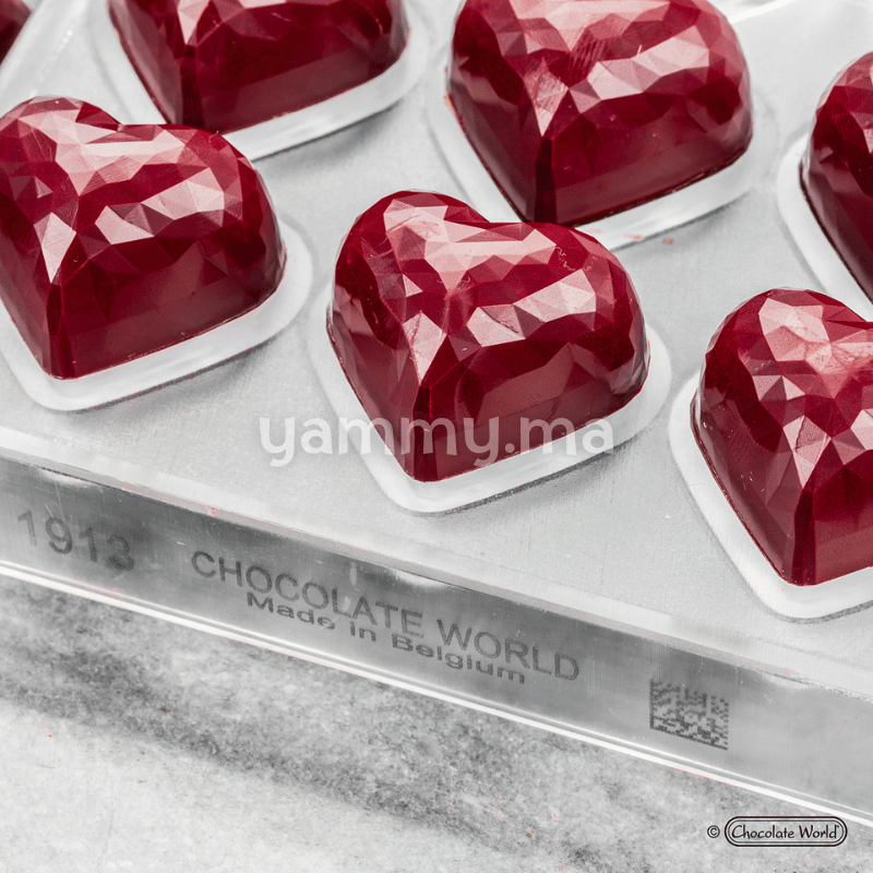 Moule à Chocolat en Polycarbonate Coeur Facette "CW1913" 13gr - Chocolate World