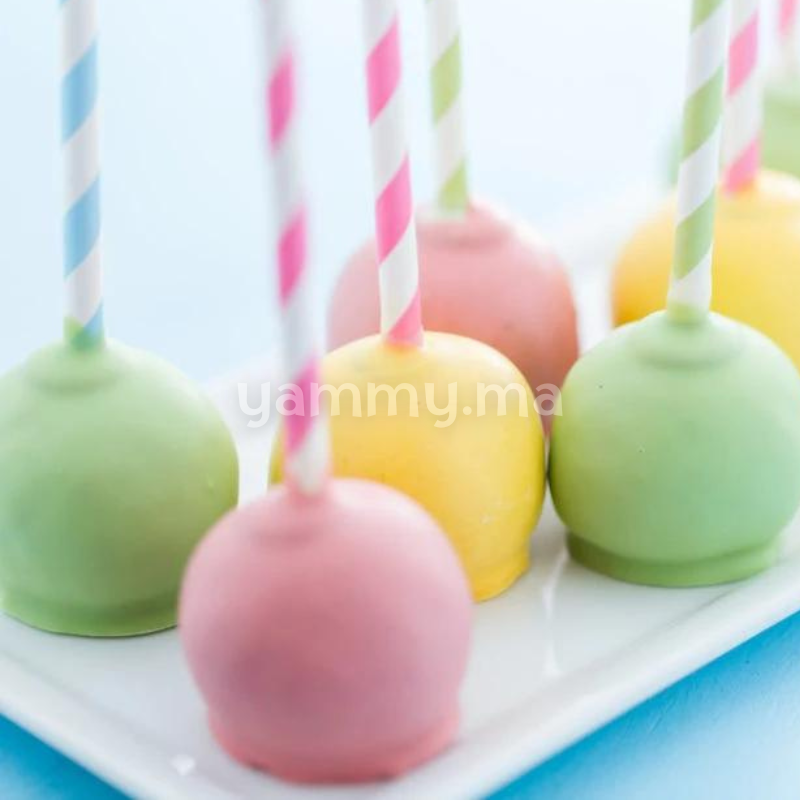 25 Pailles Papier pour Cake Pops Argent avec Cercles blanc