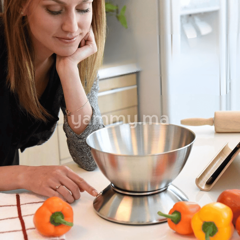 Balance de Cuisine Electronique avec Bol en Inox 5Kg - Tatch Balance de Cuisine Electronique avec Bol en Inox 5Kg - Tatch