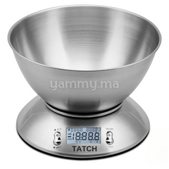 Balance de Cuisine Electronique avec Bol en Inox 5Kg - Tatch