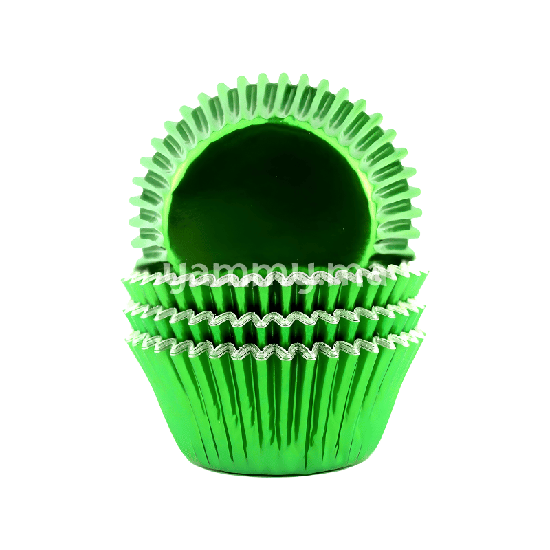 SET. 100 Caissettes à Cupcakes Muffins en Papier Métallique Vert