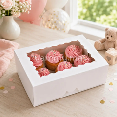 5 Boîtes d'Emballage pour 6 Muffins & Cupcakes Blanc