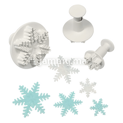 Set 3 Emporte-pièces avec Poussoir Flocon de Neige