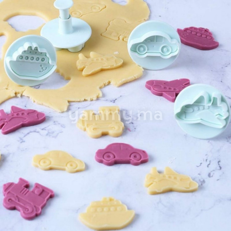 SET. 4 Emporte-pièces Vehicules Bateau Voiture Train Avion SET. 4 Emporte-pièces Vehicules Bateau Voiture Train Avion