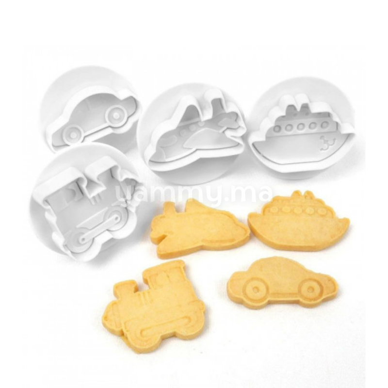 SET. 4 Emporte-pièces Vehicules Bateau Voiture Train Avion SET. 4 Emporte-pièces Vehicules Bateau Voiture Train Avion