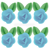 Fleurs de Rose Bleue x6 et Feuilles Vertes x12 en Azyme - Florensuc