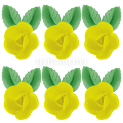 Fleurs de Rose Jaunes x6 et Feuilles Vertes x12 en Azyme - Florensuc