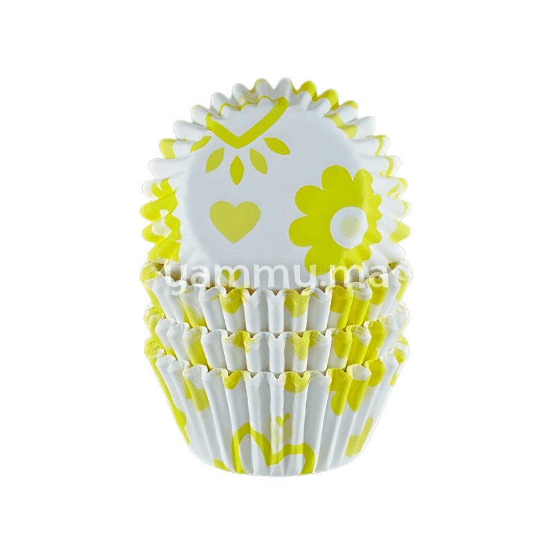 Lot 100 Caissettes à Muffins Cupcakes En Papier - Rouge Et Jaune, Idéales Pour Pâtisserie, Anniversaires, Mariages & Fêtes