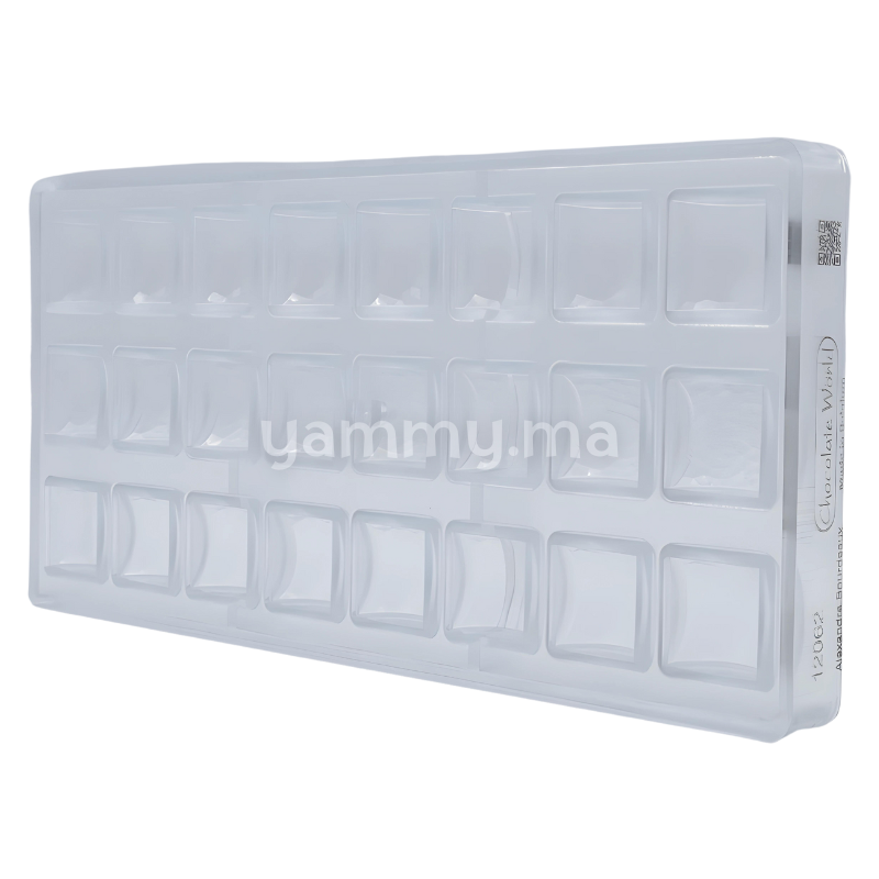 Moule Chocolat en Polycarbonate Sphère Carrée Facette "CW12062" - Chocolate World