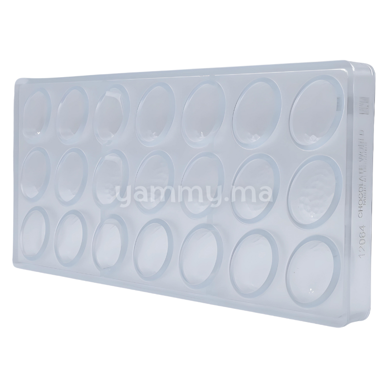 Moule Chocolat en Polycarbonate Ovale Facette "CW12064" - Chocolate World