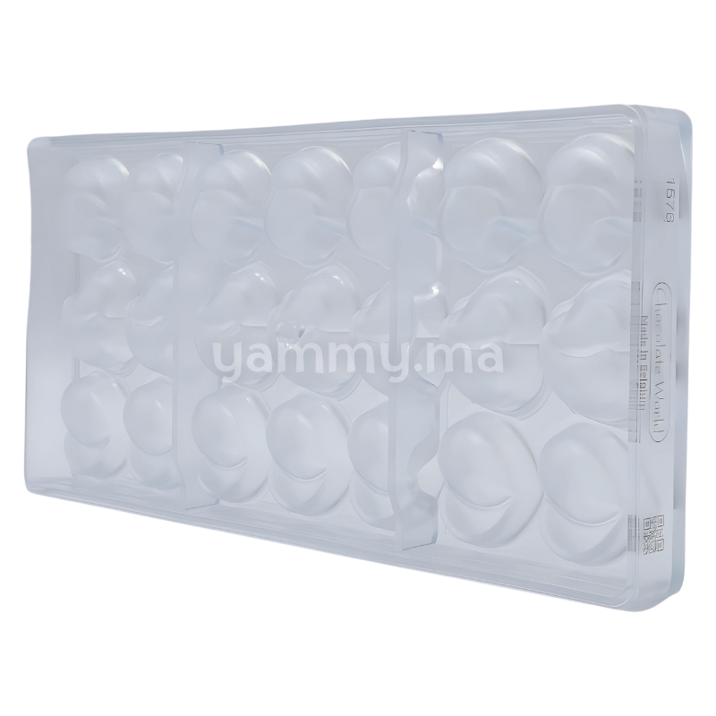 Moule Chocolat en Polycarbonate 3 Coeurs Modern "CW1576" - Chocolate World