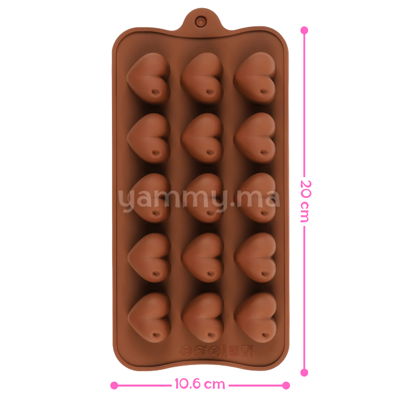 Moule Silicone à Chocolat 15 Coeurs Bombé Moule Silicone à Chocolat 15 Coeurs Bombé