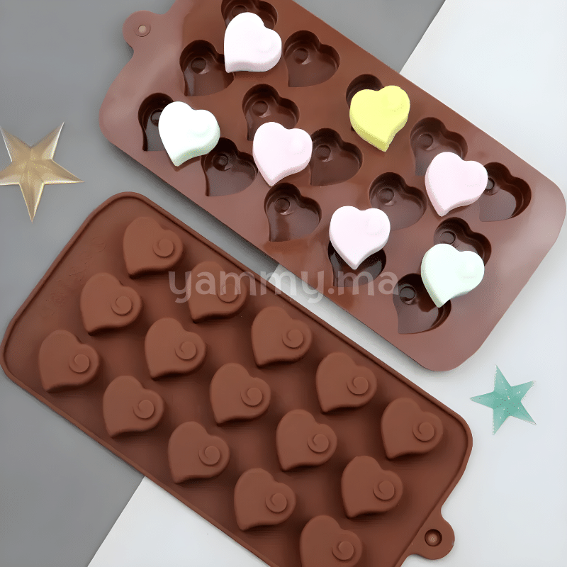 Moule Silicone à Chocolat 15 Coeurs Moule Silicone à Chocolat 15 Coeurs