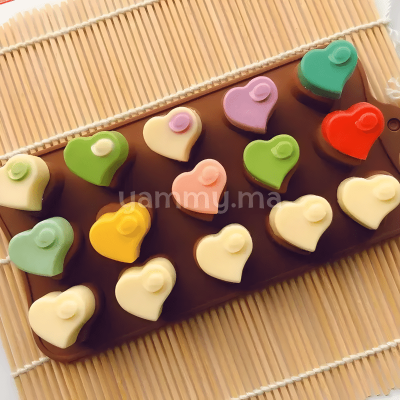 Moule Silicone à Chocolat 15 Coeurs Moule Silicone à Chocolat 15 Coeurs