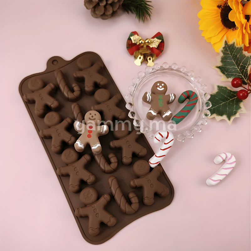 Moule Silicone à Chocolat 8 Gingembres xmas noel Moule Silicone à Chocolat 8 Gingembres xmas noel