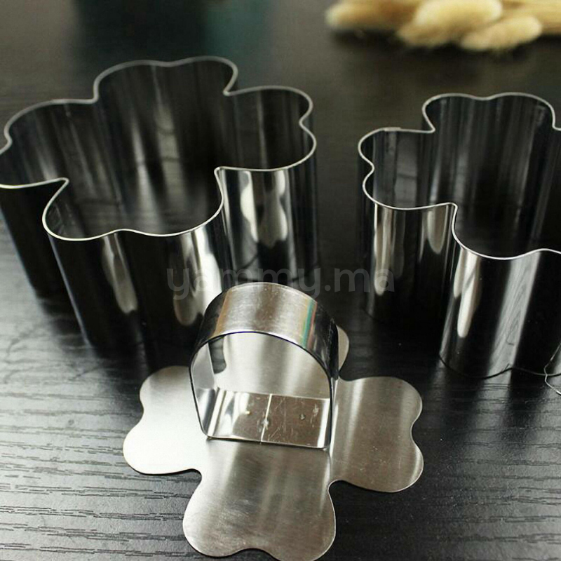SET. 3 Moule en Inox a Mousse Individuel Fleur SET. 3 Moule en Inox a Mousse Individuel Fleur