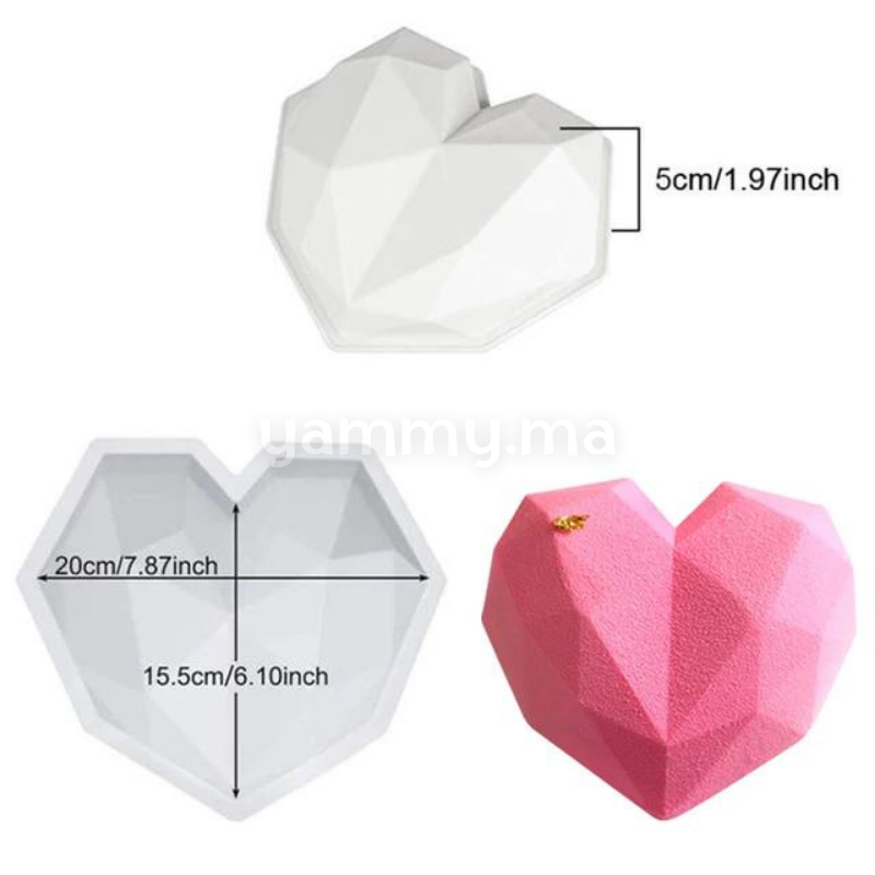 Moule Silicone 3D Coeur Géométrique Moule Silicone 3D Coeur Géométrique
