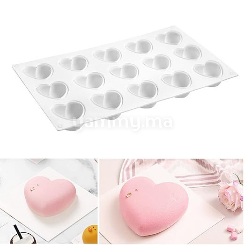 Moule Silicone 15 Mini Coeur Bombé 3D Moule Silicone 15 Mini Coeur Bombé 3D