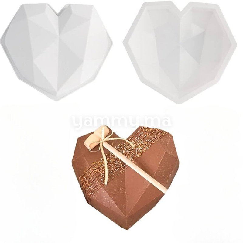 Moule Silicone 3D Coeur Géométrique Moule Silicone 3D Coeur Géométrique