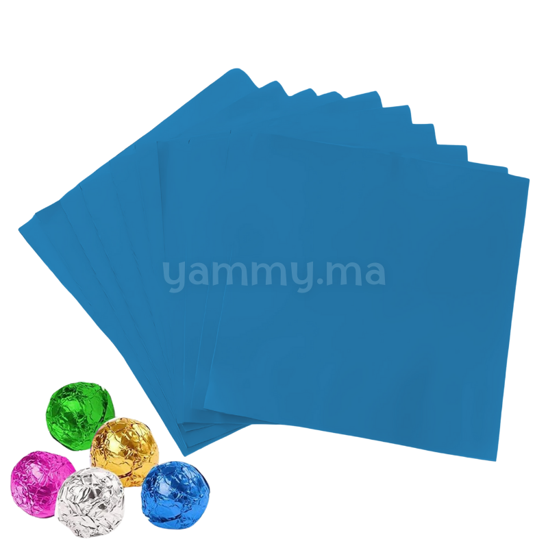 Emballage Pour Bonbons Bleu Ciel 100 feuilles 10 x 10 Cm