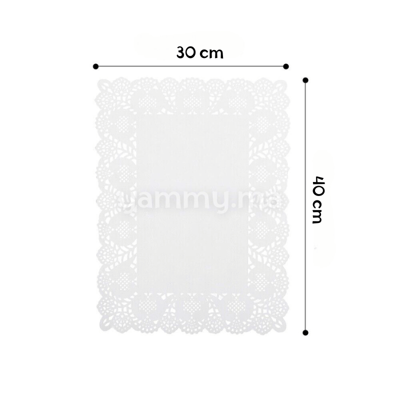 Papier Dentelle Blanc Rectangulaire 30x40 cm 12 PCs