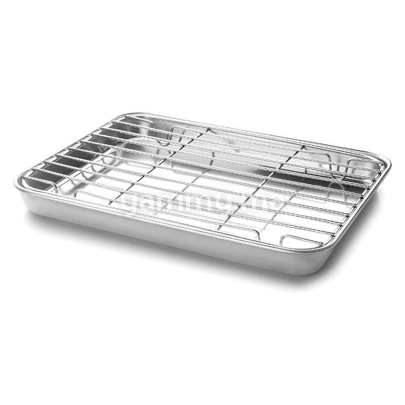 Plat à Four avec Grille en Inox 40.5x30.5 cm - Lacor 15567