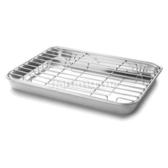 Plat à Four avec Grille en Inox 40.5x30.5 cm - Lacor 15567