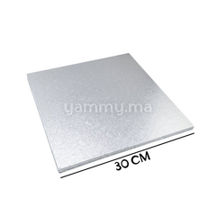 Présentoir et Support Gâteau Cake Board Carré 30 cm Argent