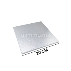 Présentoir et Support Gâteau Cake Board Carré 20 cm Argent