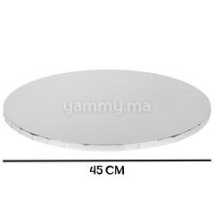 Présentoir et Support Gâteau Cake Board Rond Ø 45 cm Argent