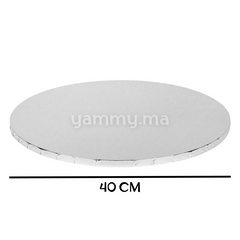 Présentoir et Support Gâteau Cake Board Rond Ø 40 cm Argent