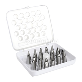 Coffret de 26 Mini Douilles Pâtissières en Inox avec Adaptateur et Clous à Fleur