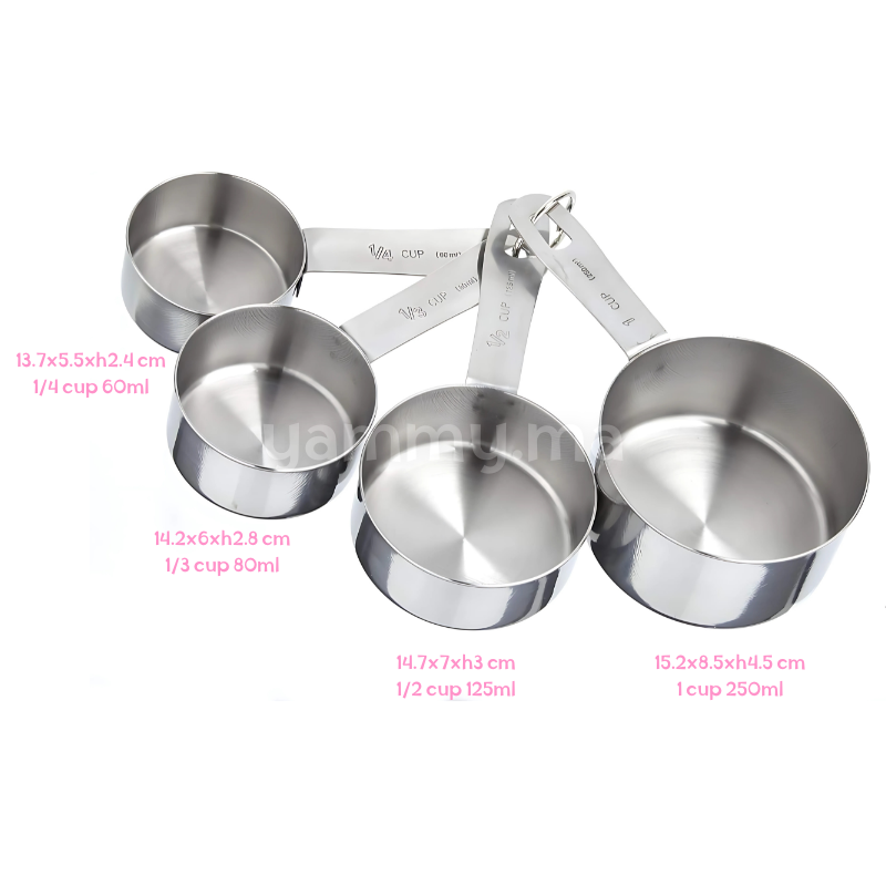 SET. 4 Casseroles à Mesurer en Inox
 SET. 4 Casseroles à Mesurer en Inox