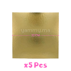 Support Gâteau Carton Carré Or 22x22 cm x5 pcs